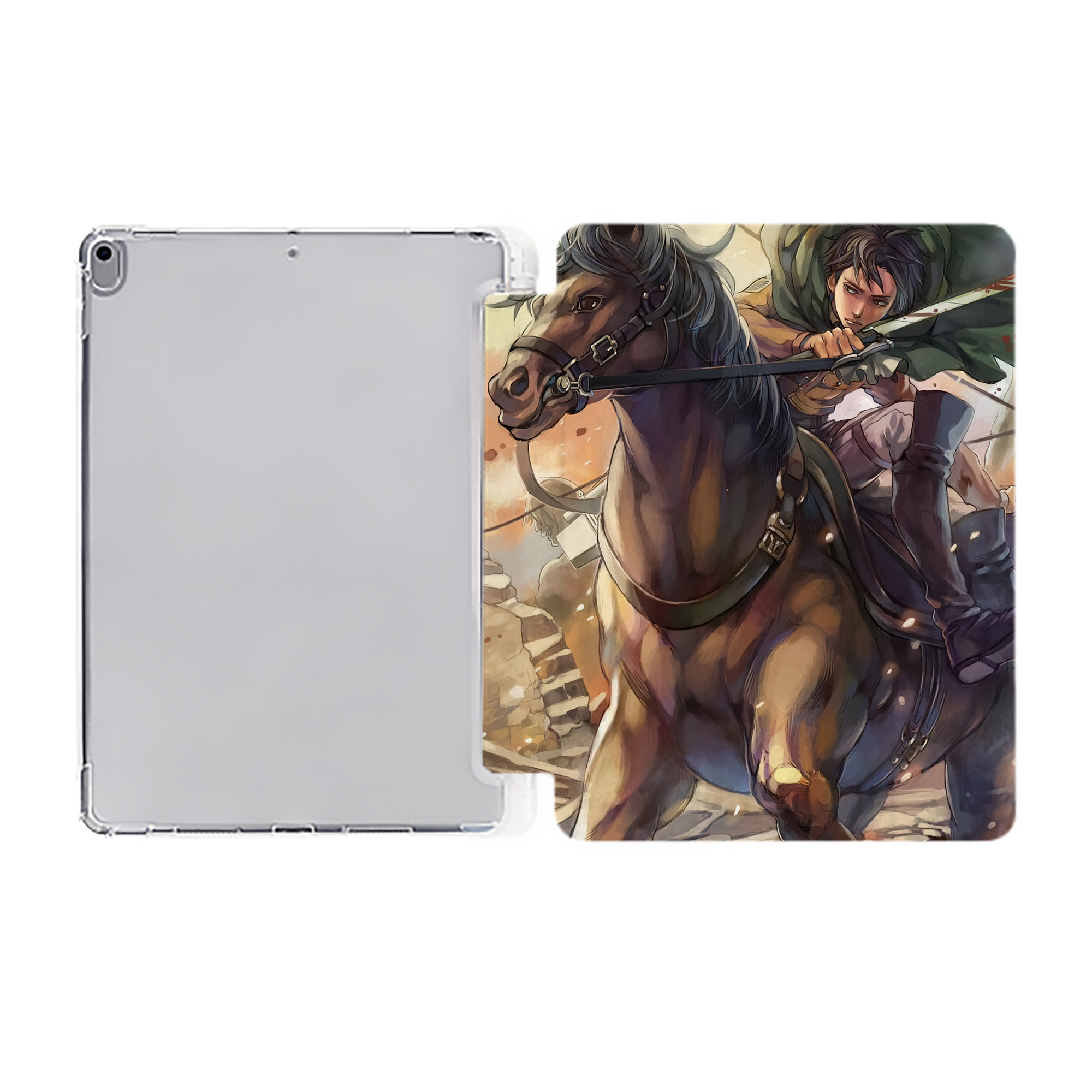 （画像用） 進撃の巨人 Attack on Titan IPad ケース ペン収納付き 三つ折りスタンド PUレザー×シリコン 対応機種9.5/10.5/10.9インチ